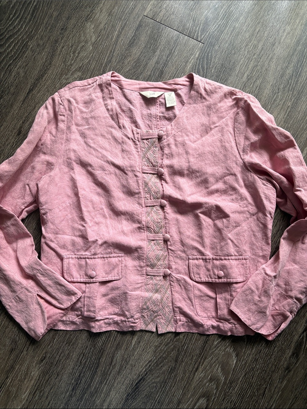 J. Jill Silk/Linen Blend Mandarin Button-Front Jacket